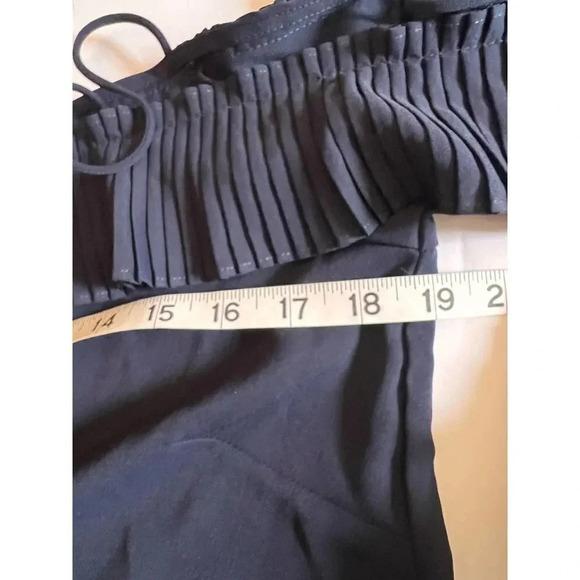 A.Z.I. New York navy blue cold shoulder ruffle spaghetti strap blouse small - Picture 8 of 11